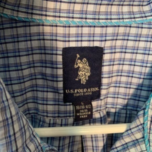 U.S. Polo Assn. Button Down Plaid Shirt Blue - Picture 6 of 9